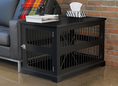 Slide Door Dog Crate End Table - Retractable Pet Kennel Furniture