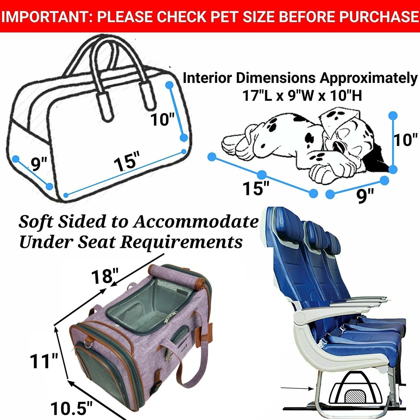 Airline Pet Carrier Soft-Sided Standard (Gold Series)