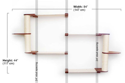 Wall-Mounted Cat Tree with Scratching Post & Hammock System