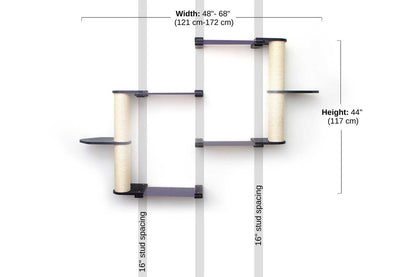 Wall-Mounted Cat Tree with Scratching Post & Hammock System