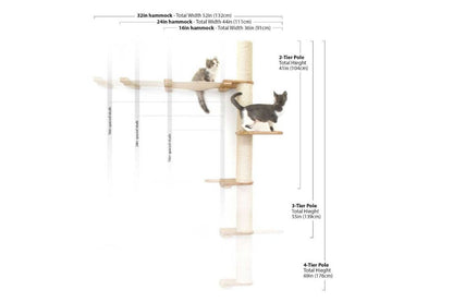 Tall cat perch vertical scratching pole with natural bamboo, natural canvas summit hammock, multi-tier design, ideal for cat .