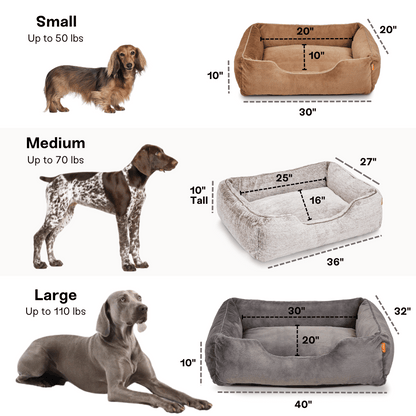 Orthopedic Bolster Dog Bed – Faux Fur, Removable Cover (Light Brown)