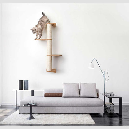 Wall Mounted Cat Scratching Pole with Sisal - Vertical Climbing Tower for Small Spaces