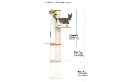 Wall Mounted Cat Scratching Pole with Sisal - Vertical Climbing Tower for Small Spaces
