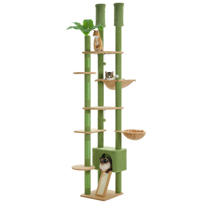 Multi-level cat tree with three cats.
