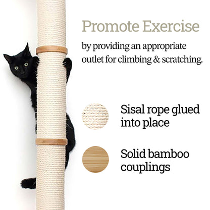 Wall Mounted Cat Scratching Pole with Sisal - Vertical Climbing Tower for Small Spaces