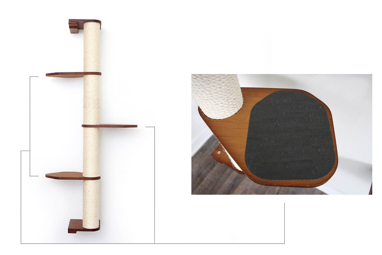 Wall Mounted Cat Scratching Pole with Sisal - Vertical Climbing Tower for Small Spaces