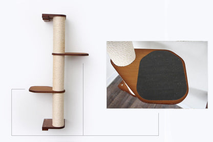Wall Mounted Cat Scratching Pole with Sisal - Vertical Climbing Tower for Small Spaces