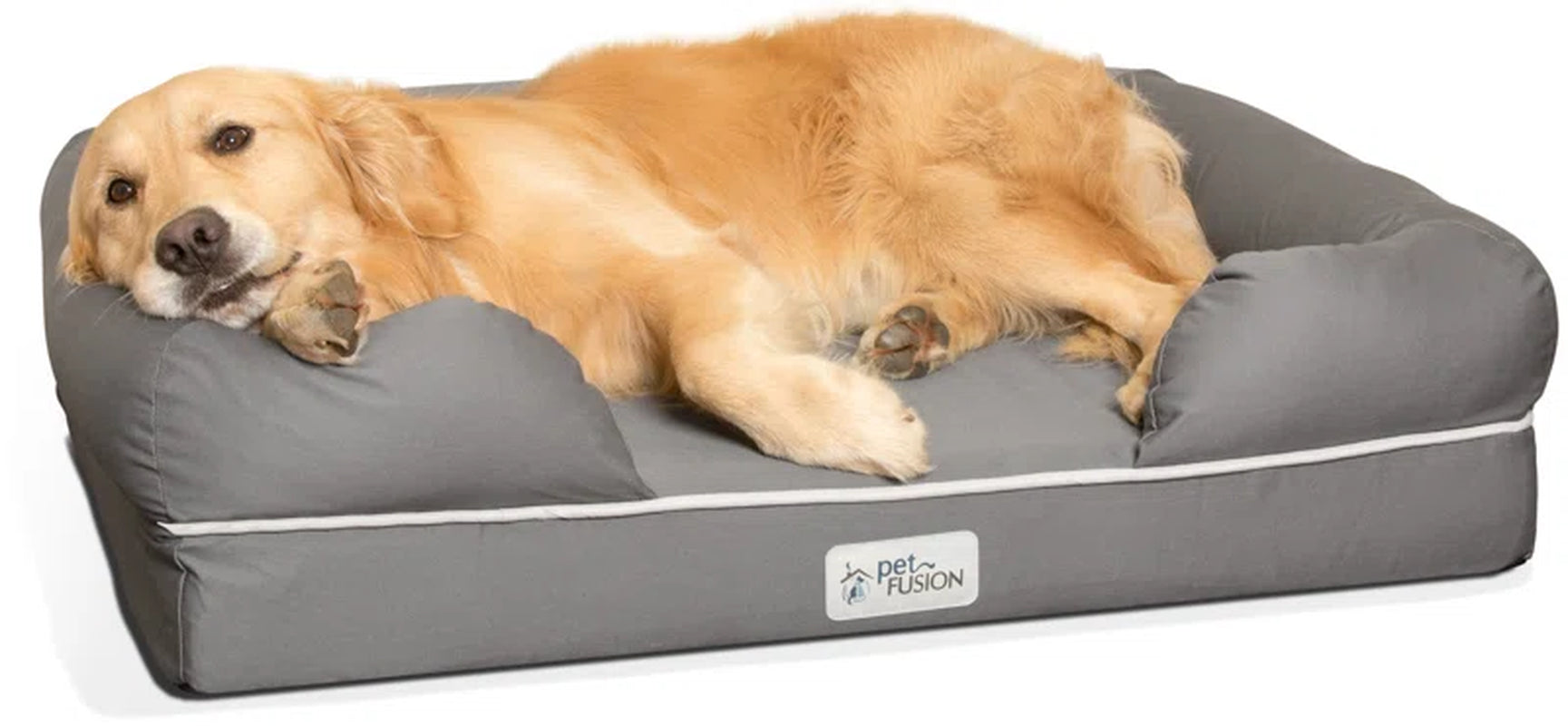 Orthopedic Memory Foam Dog Bed with Bolster Sides - Slate Gray