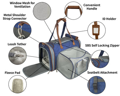 Airline Approved Expandable Pet Carrier – Mini Size, Soft-Sided Travel Tote
