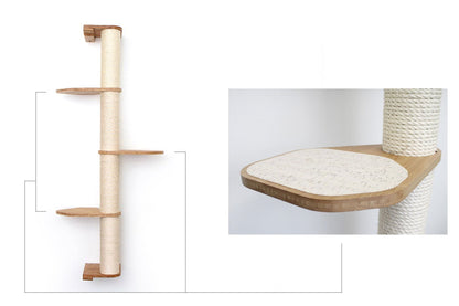 Wall Mounted Cat Scratching Pole with Sisal - Vertical Climbing Tower for Small Spaces
