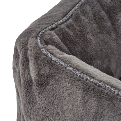 Orthopedic Bolster Dog Bed – Faux Fur, Removable Cover (Dark Grey)