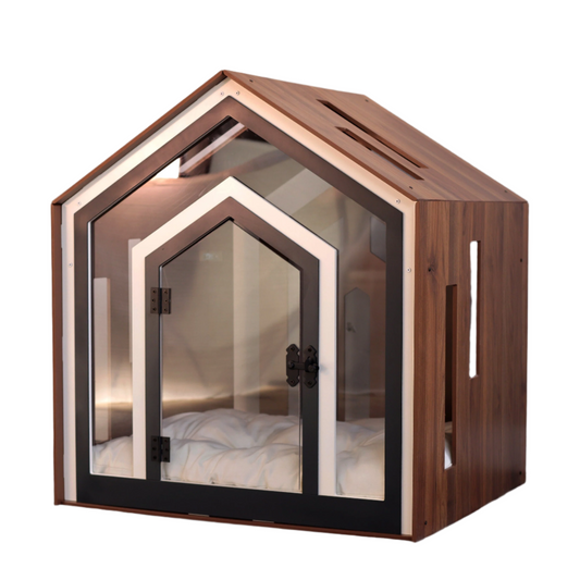 Modern Indoor Pet House & Furniture for Dogs and Cats - Premium Walnut Wood