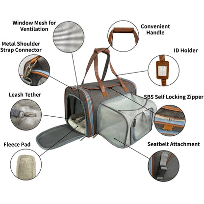 Airline Approved Expandable Pet Carrier – XL Size, Soft-Sided Travel Tote