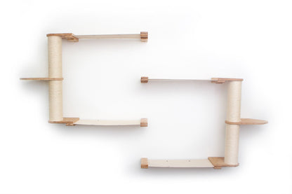 Wall-Mounted Cat Tree with Scratching Post & Hammock System