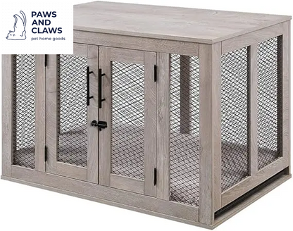 Dog Crate Furniture, Wooden Dog Kennel for Medium Breed, Indoor Decorative Wood Dog Cage, inside Side End Table Crate with Remo