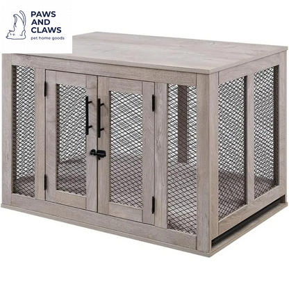 Dog Crate Furniture, Wooden Dog Kennel for Medium Breed, Indoor Decorative Wood Dog Cage, inside Side End Table Crate with Remo